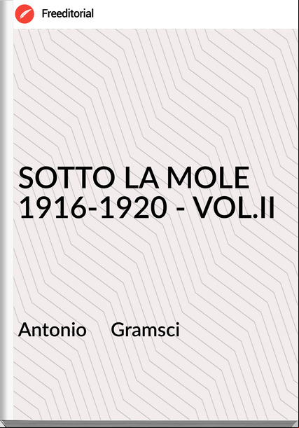 Antonio Gramsci SOTTO LA MOLE 1916-1920 - VOL.II
