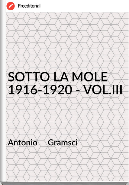 Antonio Gramsci SOTTO LA MOLE 1916-1920 - VOL.III