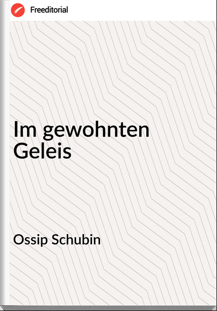 Ossip Schubin Im gewohnten Geleis